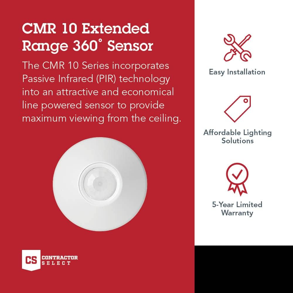 Sensor Switch CMR 10 Contractor Select Extended Range Passive Infrared Ceiling Mount Occupancy Sensor, White