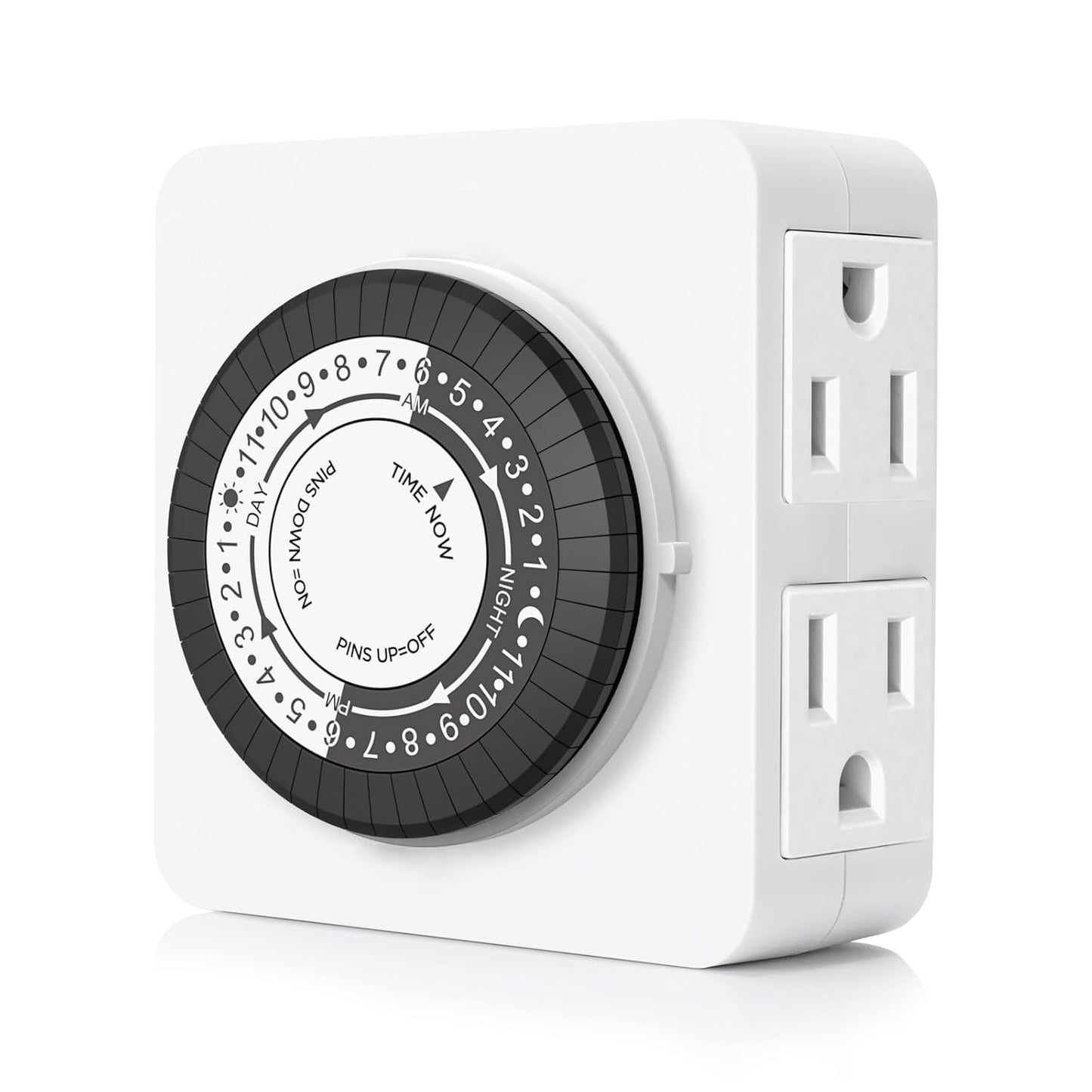 G-ELEK Timers for Electrical Outlets Indoor, 24-Hour Dual Outlet Timer, Christmas Tree Timer Indoor, 3 Prong Light Timers Indoor, Daily Cycle, 125V 15A, ETL Listed