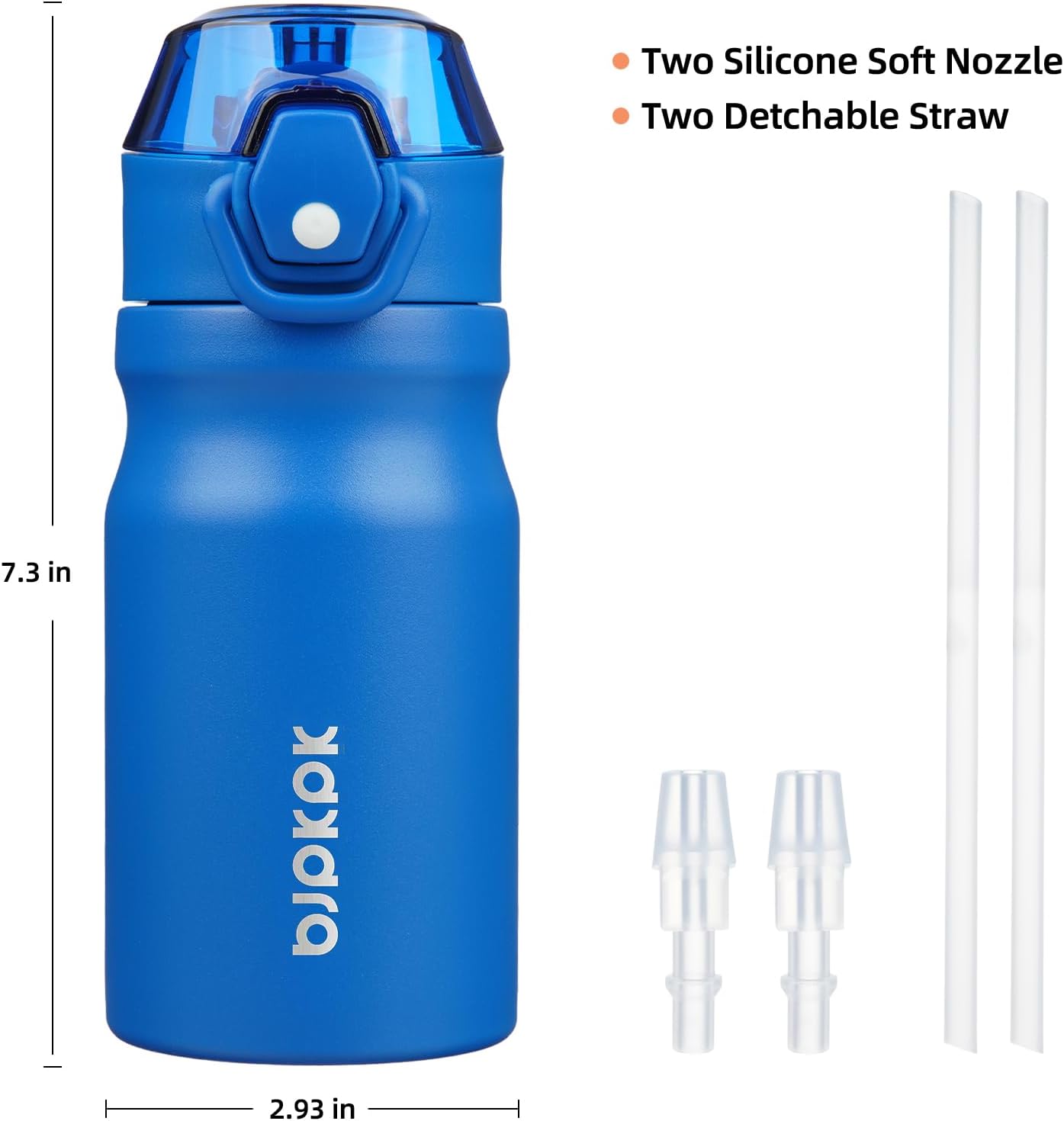 BJPKPK Insulated Water Bottle 14oz Stainless Steel Water Bottles with Straw and Carry Handle Double Wall Metal Thermal Flask,Blue
