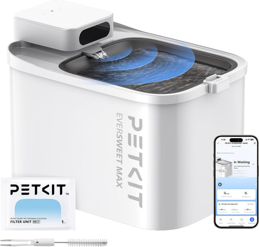 PETKIT EVERSWEET MAX Cordless Cat Water Fountain with Motion Sensor, 101 oz/3L Pet Fountain for Cats Dogs Inside, Automatic Cat Water Dispenser Battery Operated (White-Cordless, 3L)