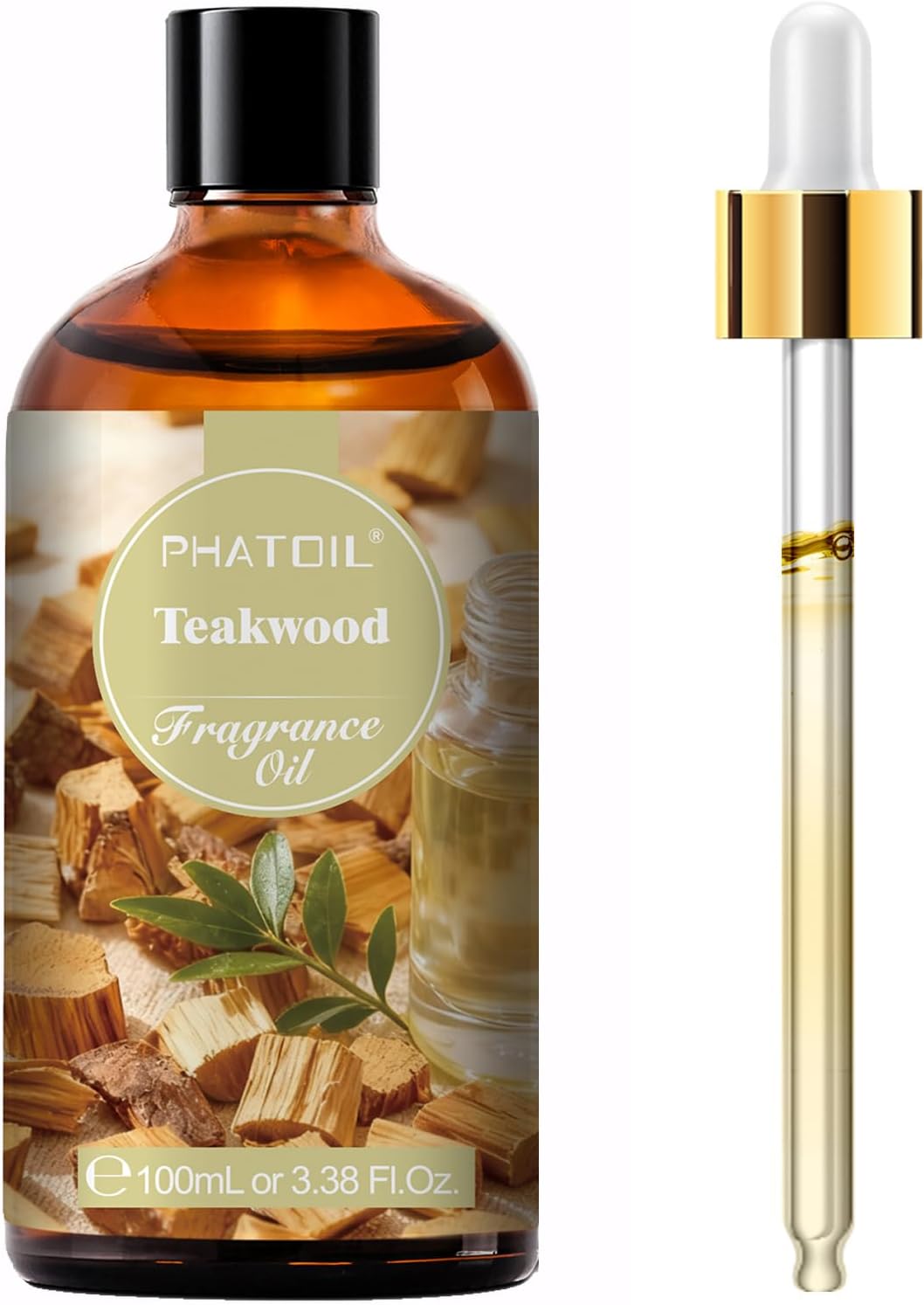 PHATOIL 3.38FL.OZ Teakwood Fragrance Oils for Aromatherapy, Essential Oils for Diffusers for Home, Perfect for Diffuser, Yoga, Skin Care, DIY Candle and Soap Making - 100ml
