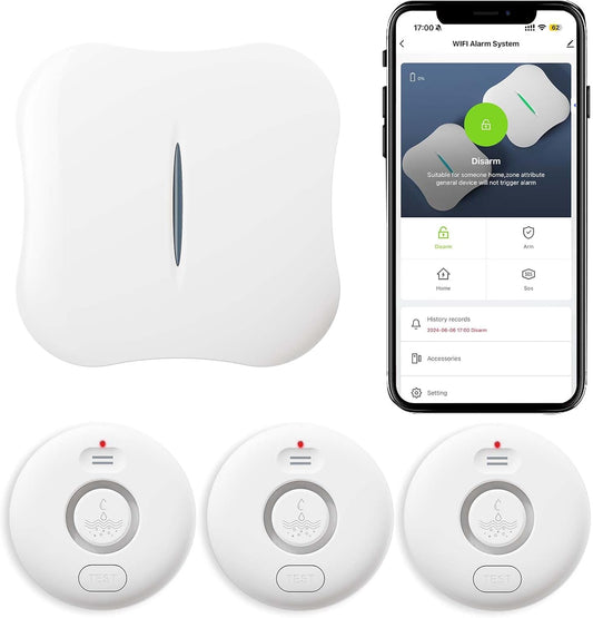WiFi Water Leak Detectors for Home 3 Pack, Wireless Smart Water Leak & Drip Alarm, 120dB Adjustable Loud Water Leak Sensor, App Alerts, 3 Water Sensors & 1 Hub for Kitchen, Bathroom, Sink, Laundry