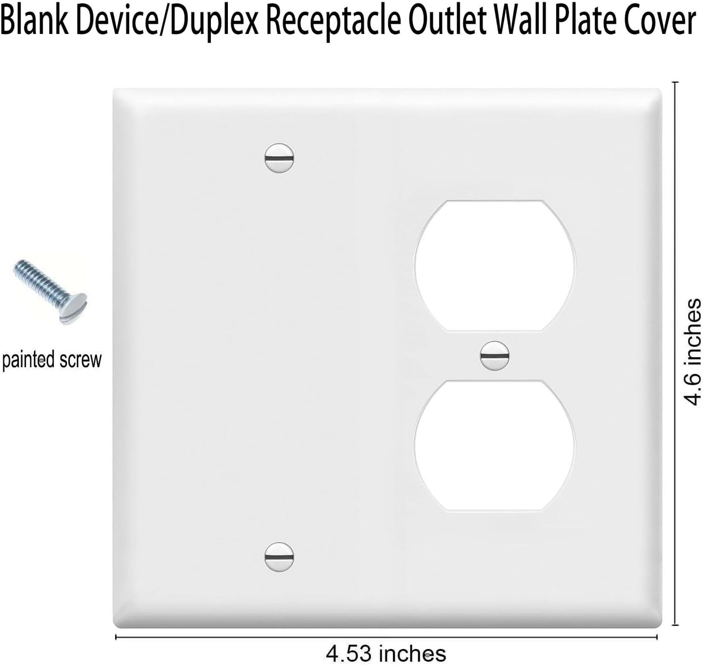 Duplex Receptacle Outlet/Blank Device Wall Plates 2-Gang Switch Electrical Cover Plate Unbreakable Thermoplastic Faceplate for Light Receptacle Outlet Switch, White (4 Pack)