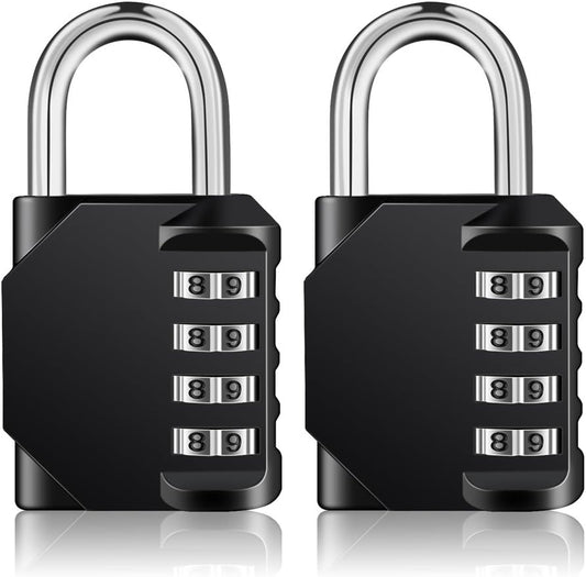 ZHEGE Combination Lock Outdoor 2 Pack, 4 Digit Resettable Weatherproof Combination Padlock for Gym, School, Gates, Doors, Hasps Storage (Black, 2Pack)