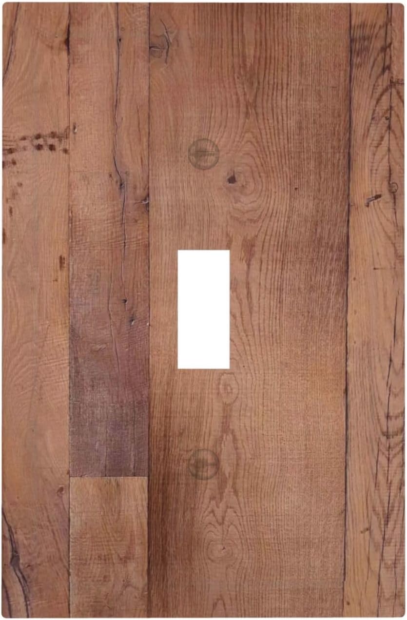 Rustic Brown Dark Wood Texture Printing Decorative Light Switch Cover 1 Gang Single Toggle Device Electrical Faceplate Switchplates Decorator Outlet Wall Plate For Farmhouse Cabin Decor