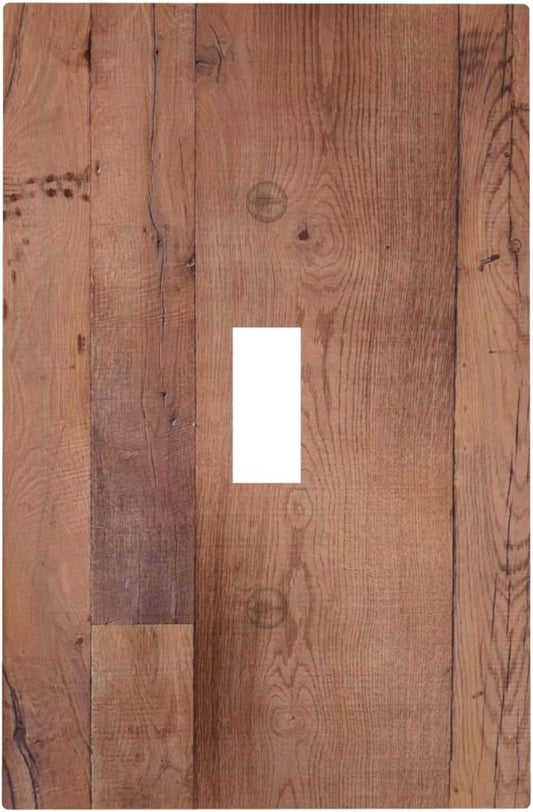 Rustic Brown Dark Wood Texture Printing Decorative Light Switch Cover 1 Gang Single Toggle Device Electrical Faceplate Switchplates Decorator Outlet Wall Plate For Farmhouse Cabin Decor