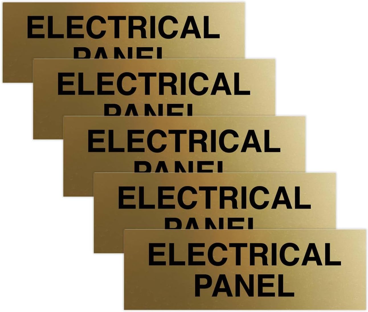 All Quality Basic Electrical Panel Sign - Fire Regulation Safety Compliance Sign - Brushed Gold - Small (5 Pack)