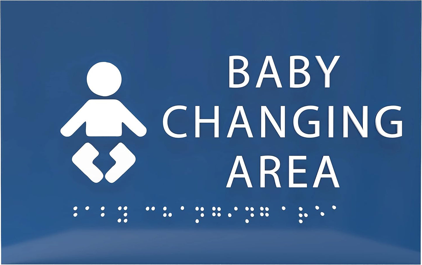 6" X4" Baby Changing Area Sign | Tactile Graphics Grade 2 Braille Text Baby Care Sign| ADA Compliant Wall Mount Plastic Restroom Sign for Hospital, Offices, Clinics and Apartments