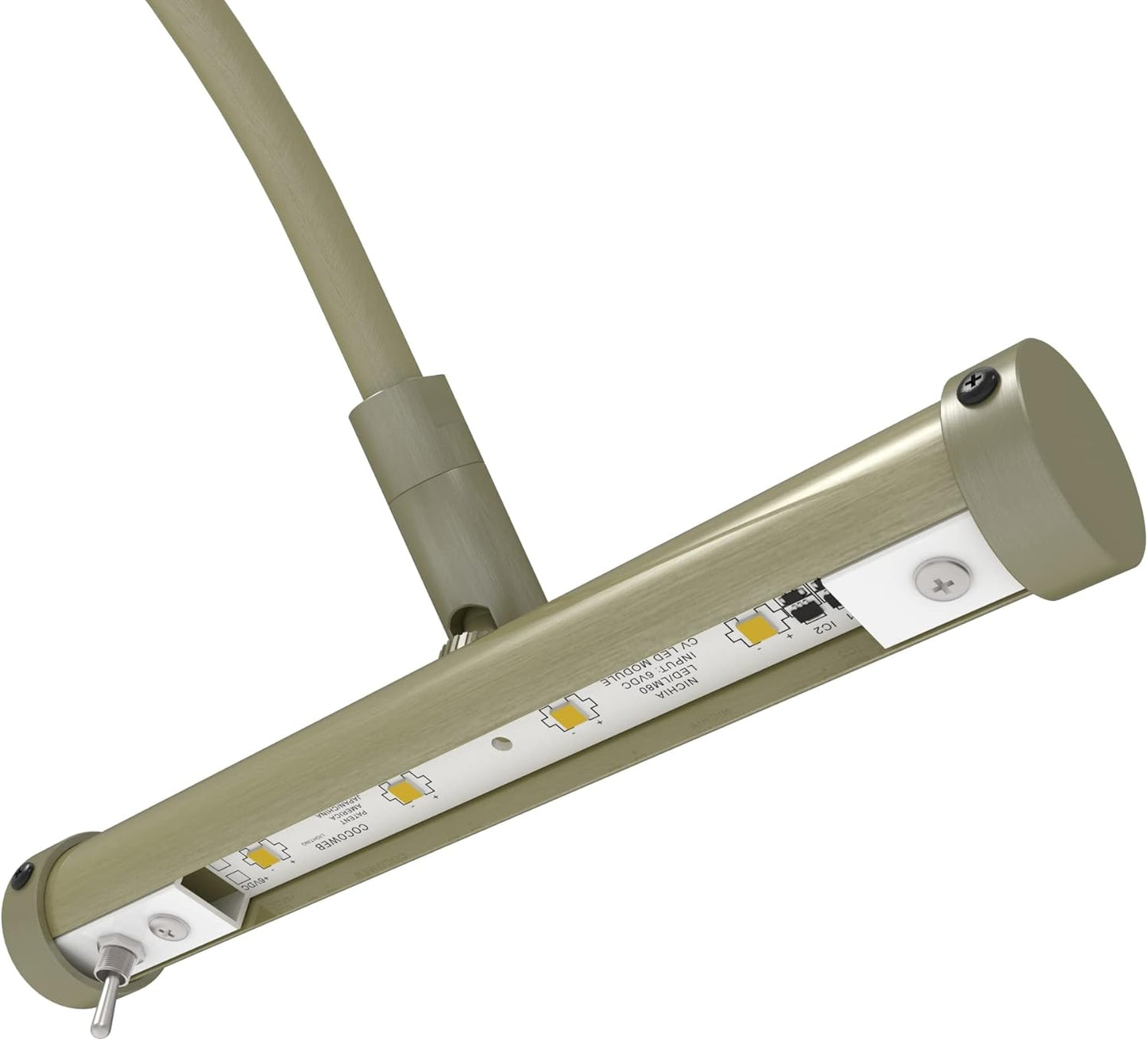Cocoweb 6 Inch Antique Brass Picture Light - LED, 2700K, Adjustable Arm, Plug-in, Toggle Switch, Sleek and Compact Design