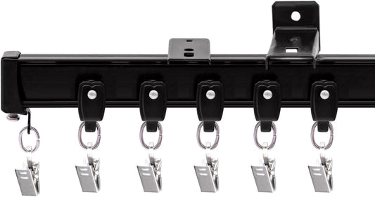 Flexible Ceiling Curtain Tracks, Ceilings Track for Curtains, Aluminum Curtains Track Ceilings Mount,Wall Mount Curtain Rail, Ceiling Curtain Rod, Sliding Curtain Tracks with Clips (Black 9FT)