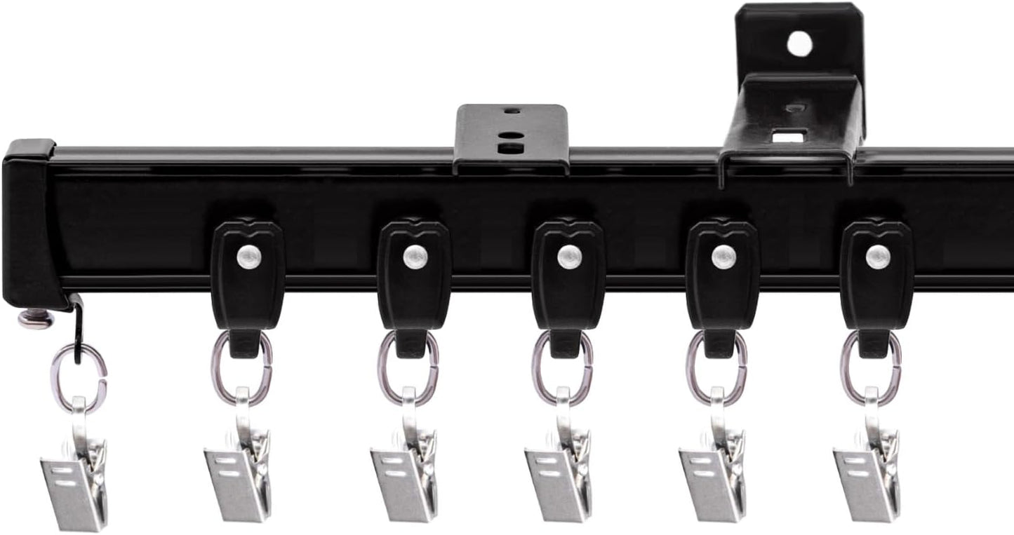 Flexible Ceiling Curtain Tracks, Ceilings Track for Curtains, Aluminum Curtains Track Ceilings Mount,Wall Mount Curtain Rail, Ceiling Curtain Rod, Sliding Curtain Tracks with Clips (Black 18FT)