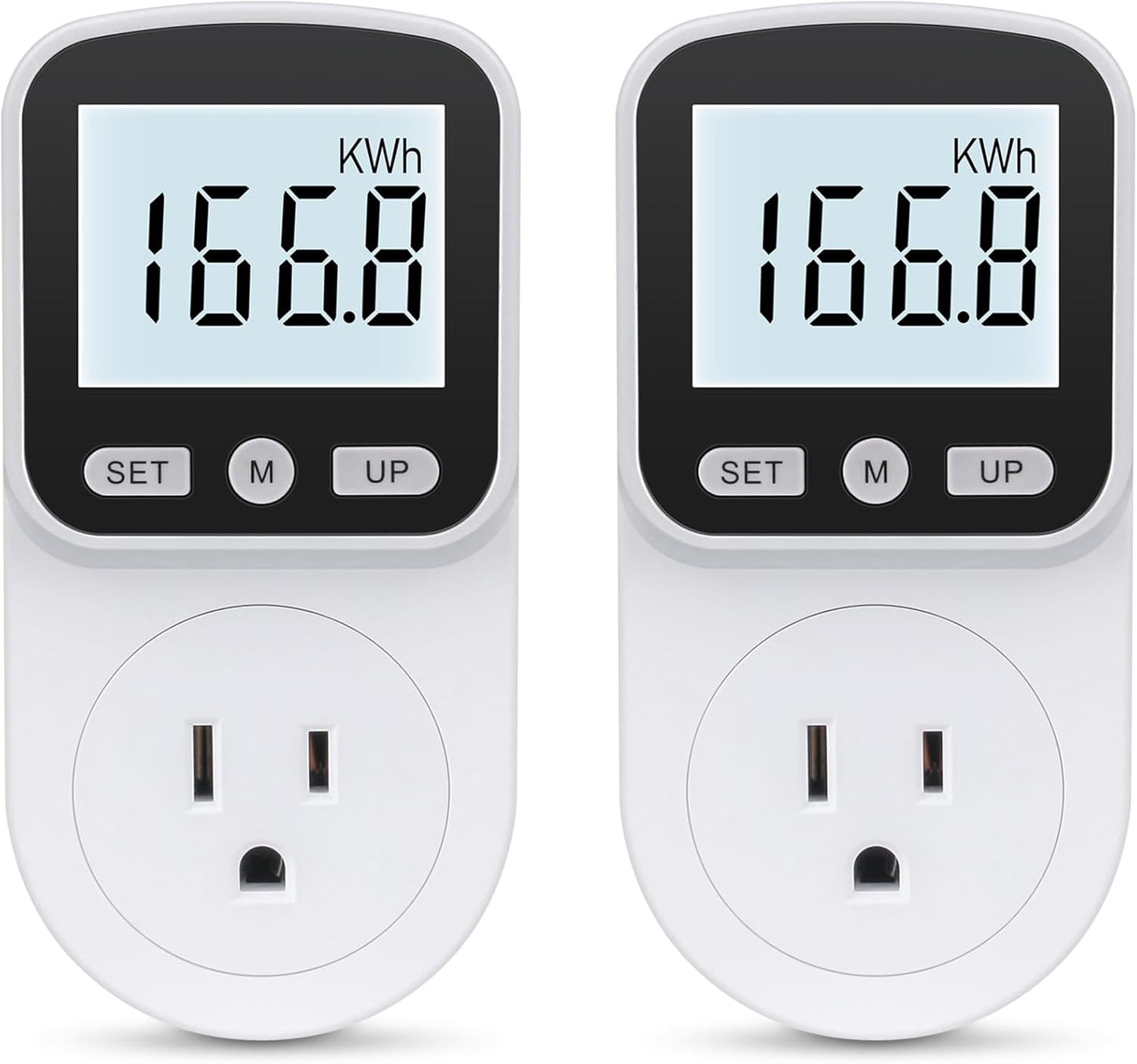 2 Pack Watt Meter Power Meter Plug Home Energy Monitor Electricity Usage Monitor, Electrical Usage Monitor, Energy Voltage Amps Meter Tester with Backlight, Overload Protection, 8 Display Modes