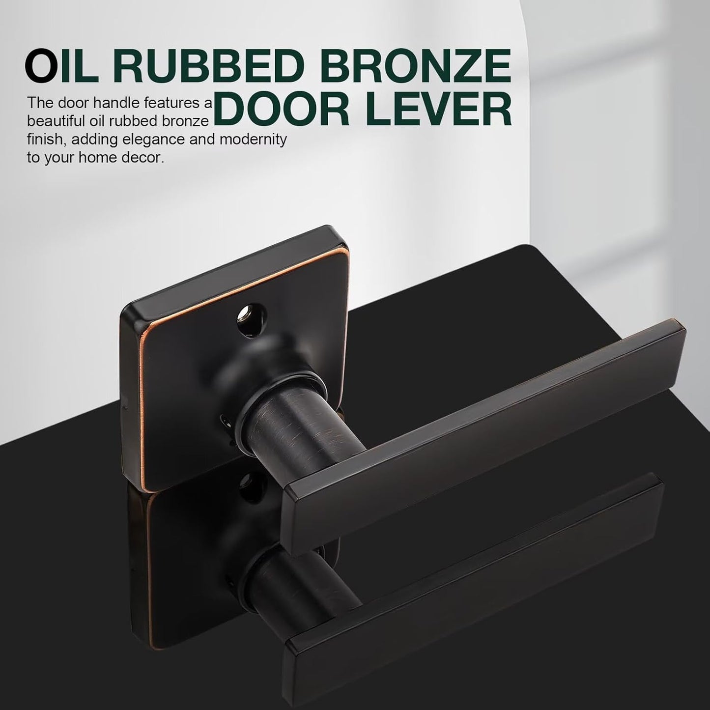 GOBEKOR 2 Pack Oil Rubbed Bronze Door Handles Interior Single Dummy Door Levers Bronze Closet Door Handle Interior Keyless Door Locks for Closet Bronze Square Door Handles