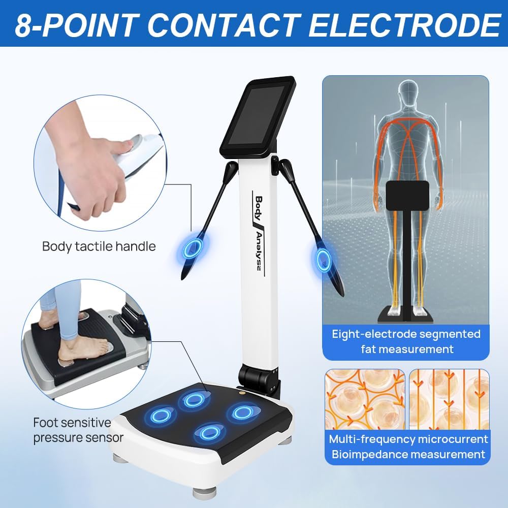Professional Body Fat Analyzer, 32 Body Composition Analyzer, 10-inch High-Definition Screen Body Composition Analyzer, Body Fat Measurement Device for Homes, Gyms, Medical Clinics