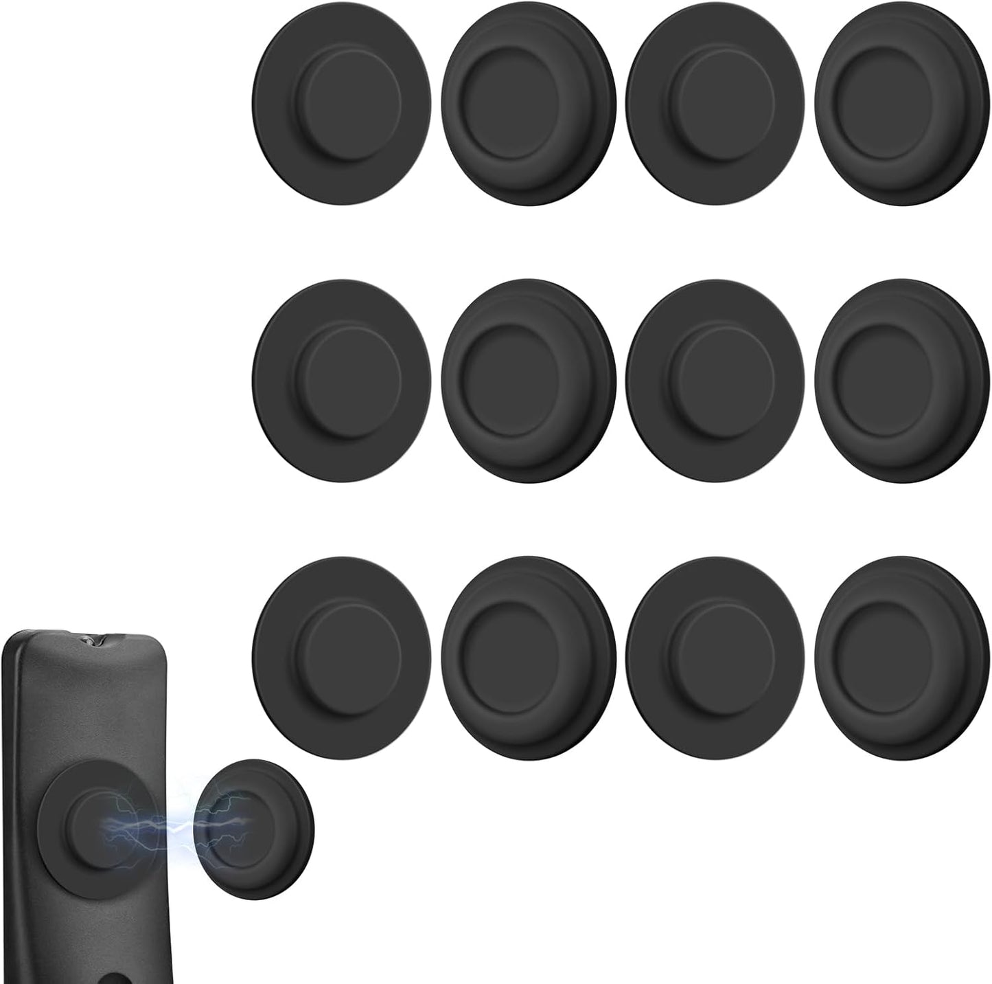 6 Pack Magnetic Remote Control Holder – Upgraded Silicone Magnetic Wall Mount for TV, Fan & Air Conditioner Remotes – Self-Adhesive, No-Drill Remote Control Holder Wall Mount (Circle Black)