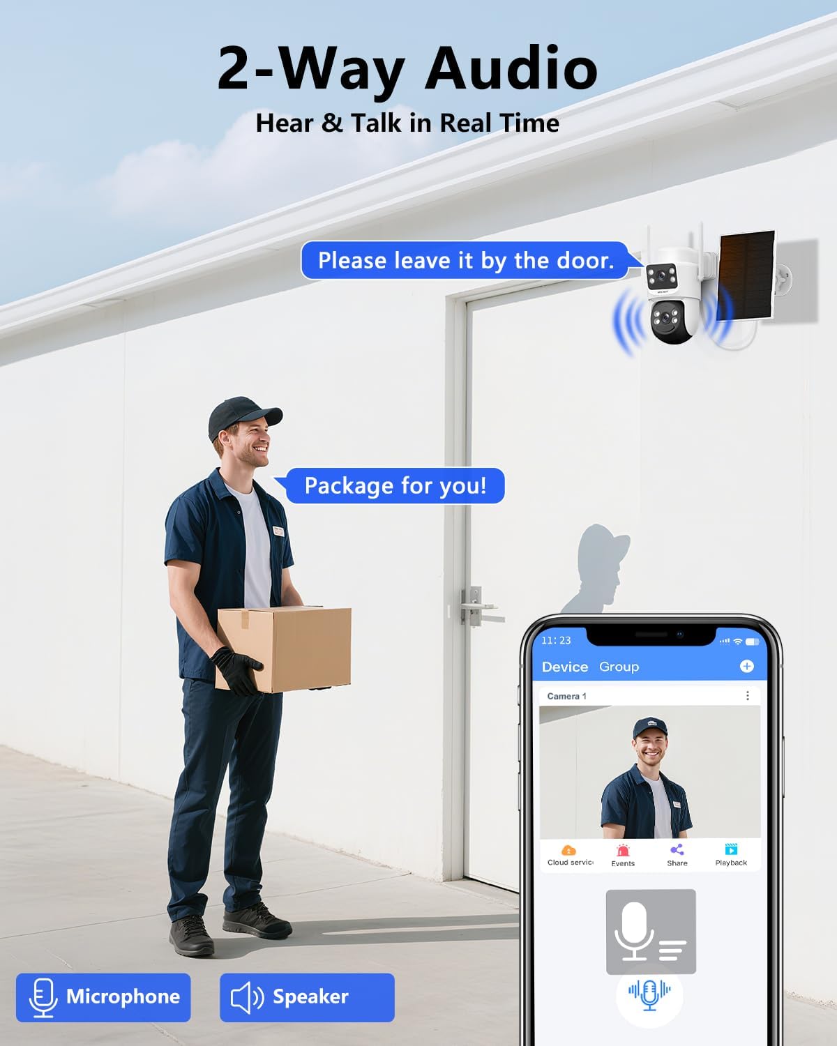 WEILAILIFE 【Auto Tracking & 2-Way Audio】 Security Cameras Wireless Outdoor, WiFi Home Video Surveillance Systems, Solar Powered PTZ Security Camera System DVR Kits