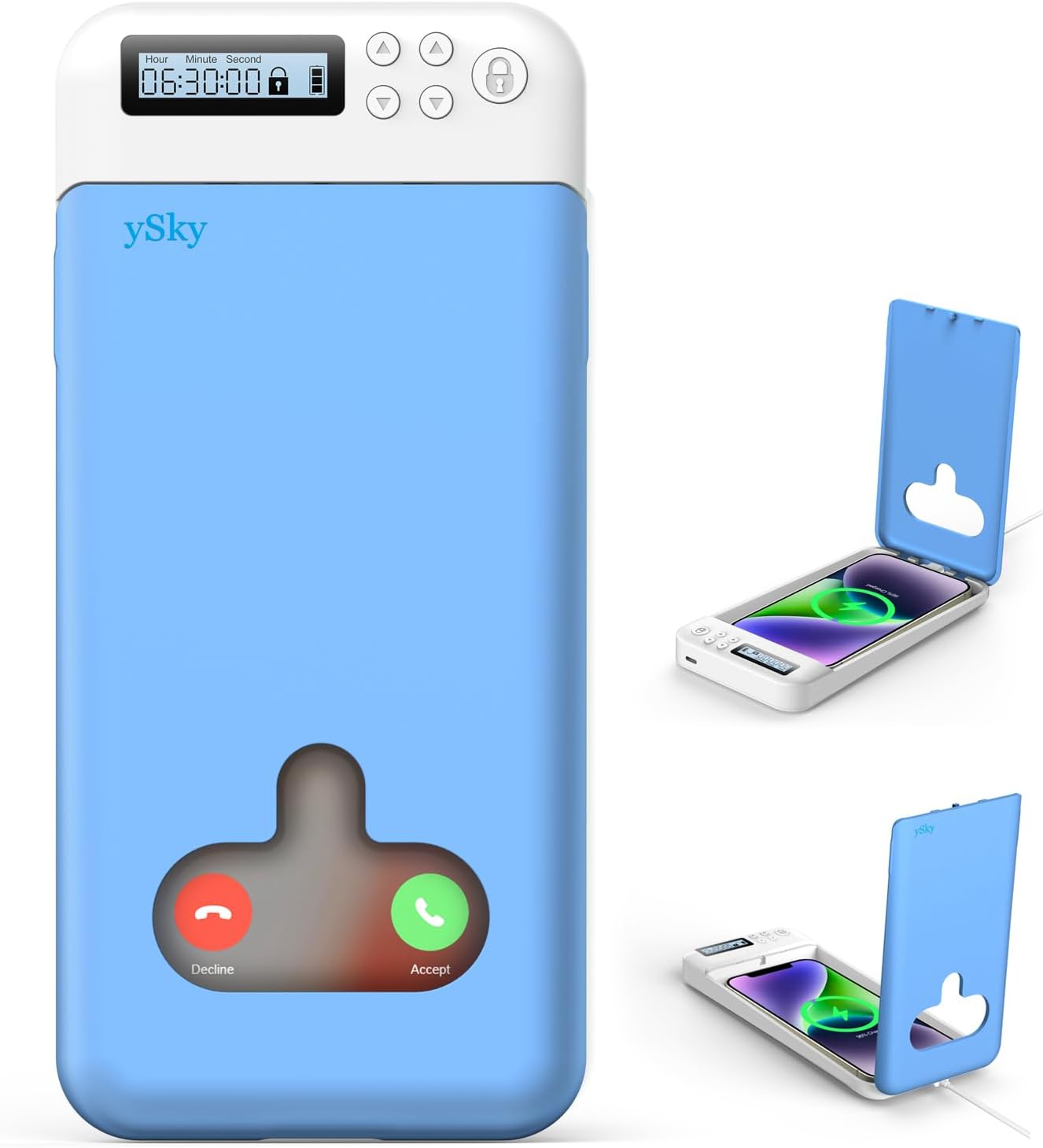 ySky Phone Lock Box with Timer,Portable Time Phone Lock Box for iPhone and Android Phones, Self-Control Timer Phone Locker to Help Kids,Students Focus Back
