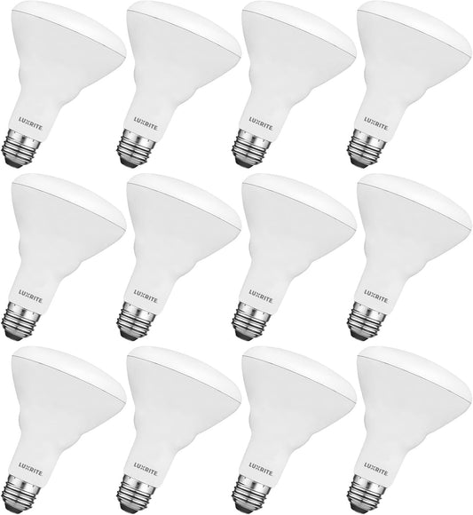 LUXRITE 12-Pack BR30 LED Bulb, 65W Equivalent, 3500K Natural White, Dimmable, 650 Lumens, LED Flood Light Bulbs, 8.5W, Energy Star, E26 Medium Base, Damp Rated, Indoor/Outdoor - Living Room, Kitchen