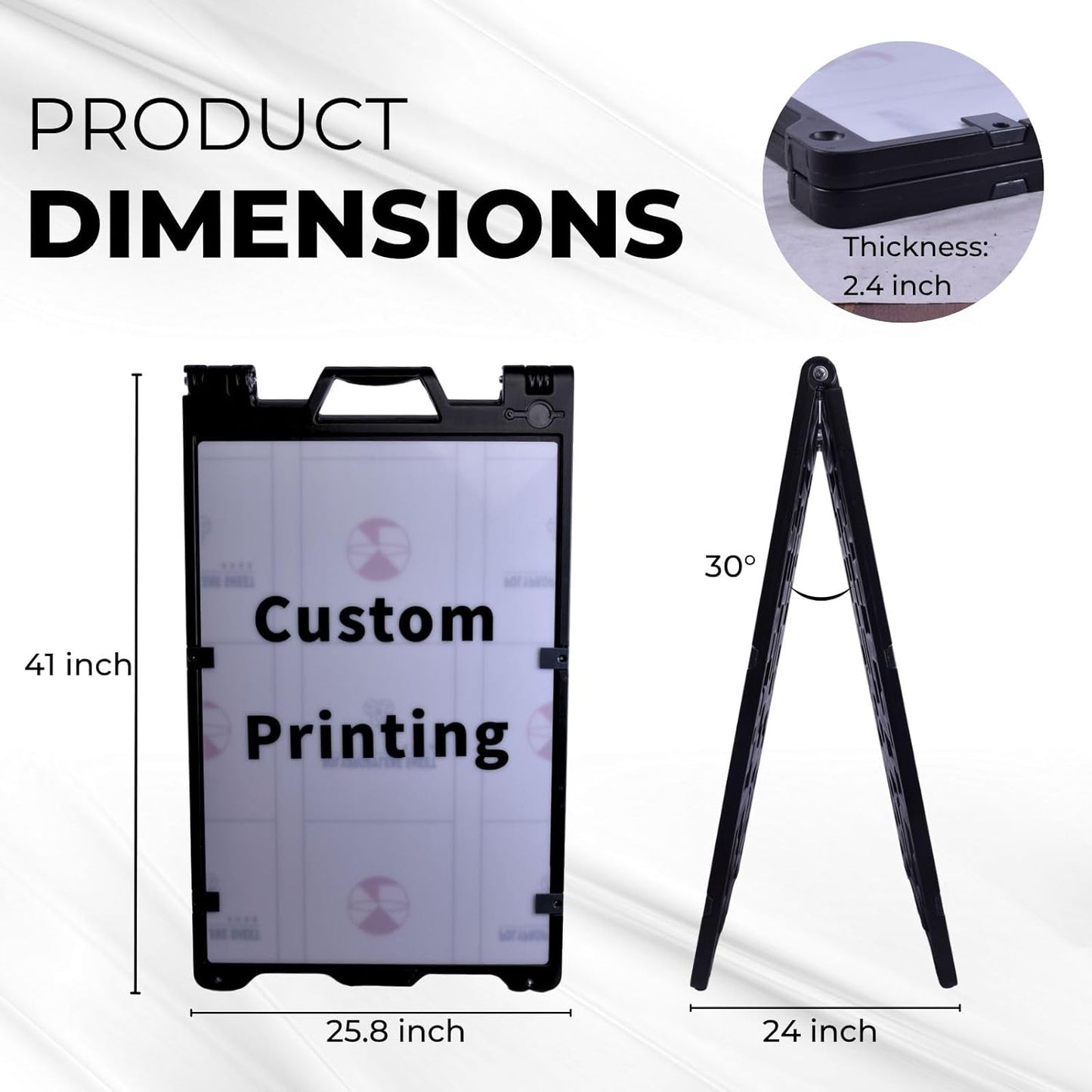 Outdoor A-Frame Sandwich Sign Board, 24"x36" Water-Filled, Double-Sided Customizable Panel for Outdoor Advertising
