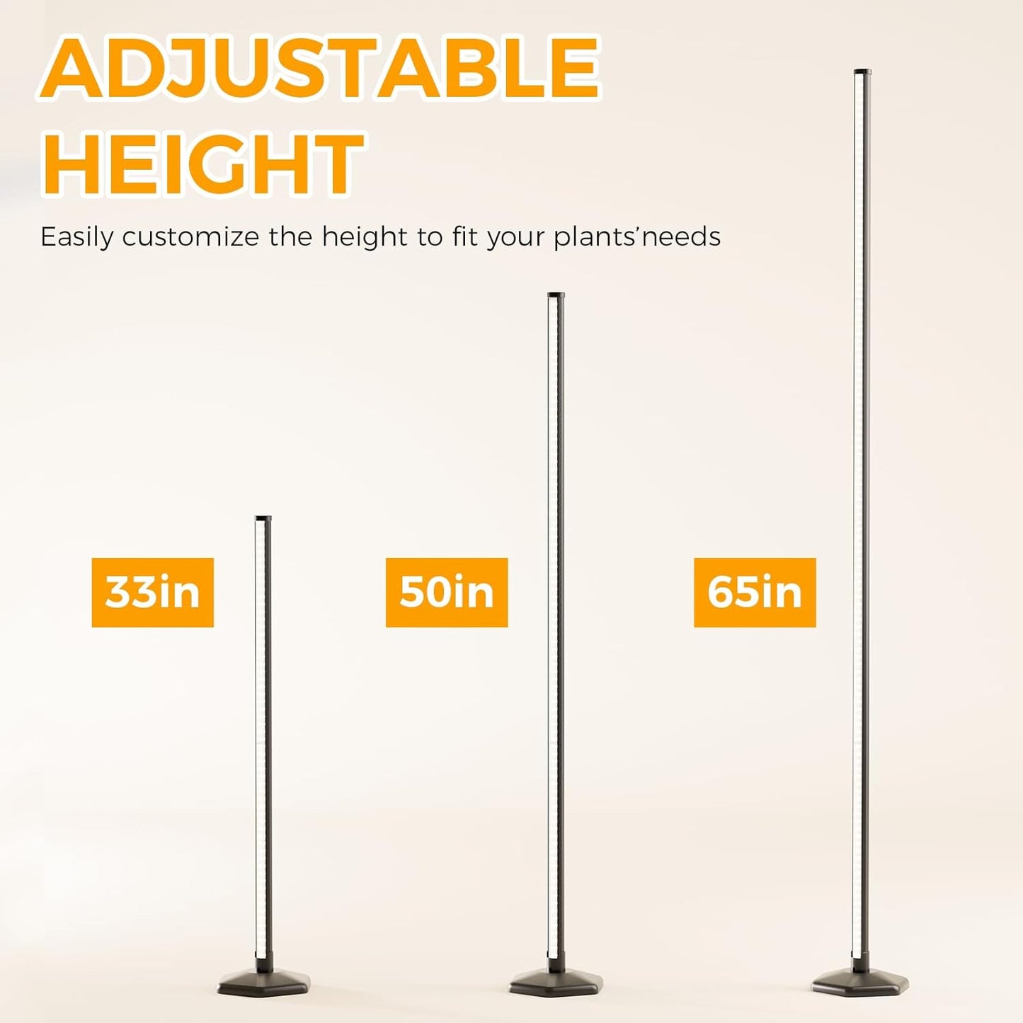 Standing Grow Light with Timer, 192 LEDs, 65 Inch Full Spectrum Vertical Plant Lamp Bar for Indoor, 3 Light Modes, 10 Level Dimmable Floor Grow Light, Mimic Sunlight to Tall Plants & Flowering