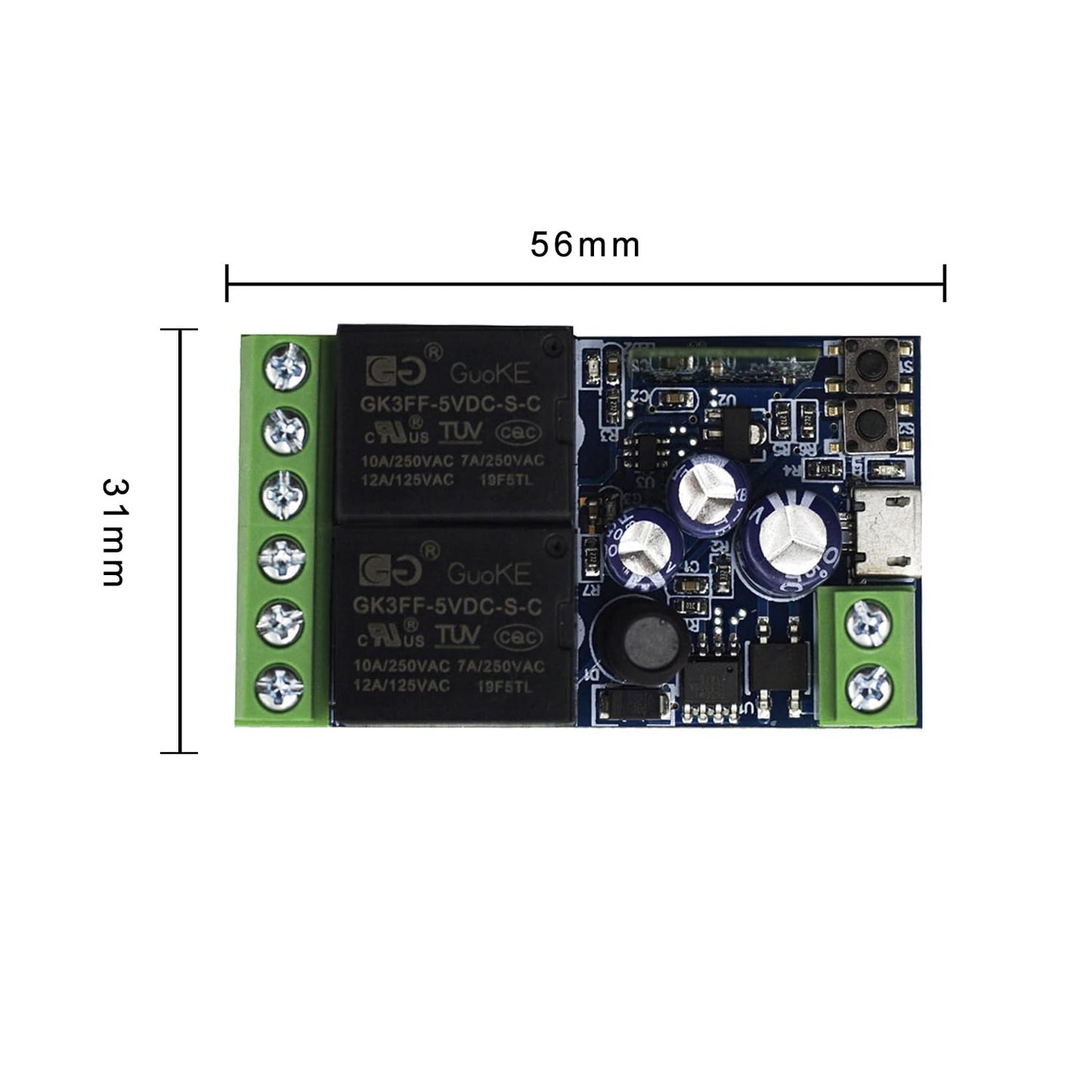 Ewelink WiFi Wireless Smart Relay Module USB DC 5v/12v/24v/48v 2 Channel Switch for Garage Door, Rolling Shutter Door, Electric Curtain