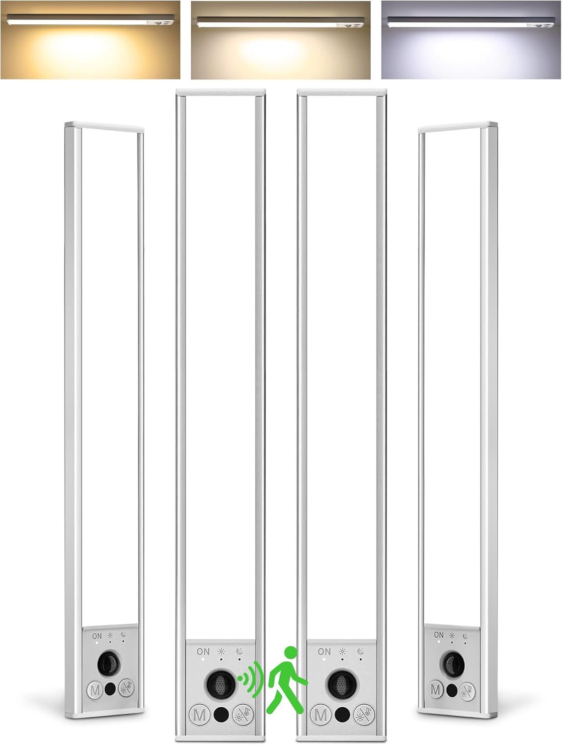 EZVALO 4-Pack Under Cabinet Lighting, 4000mAh Rechargeable Motion Sensor Light Indoor, with Dimmable & 3 Color Temps, Magnetic Closet Lights, Wireless Under Counter Lights for Kitchen (16.5inch)