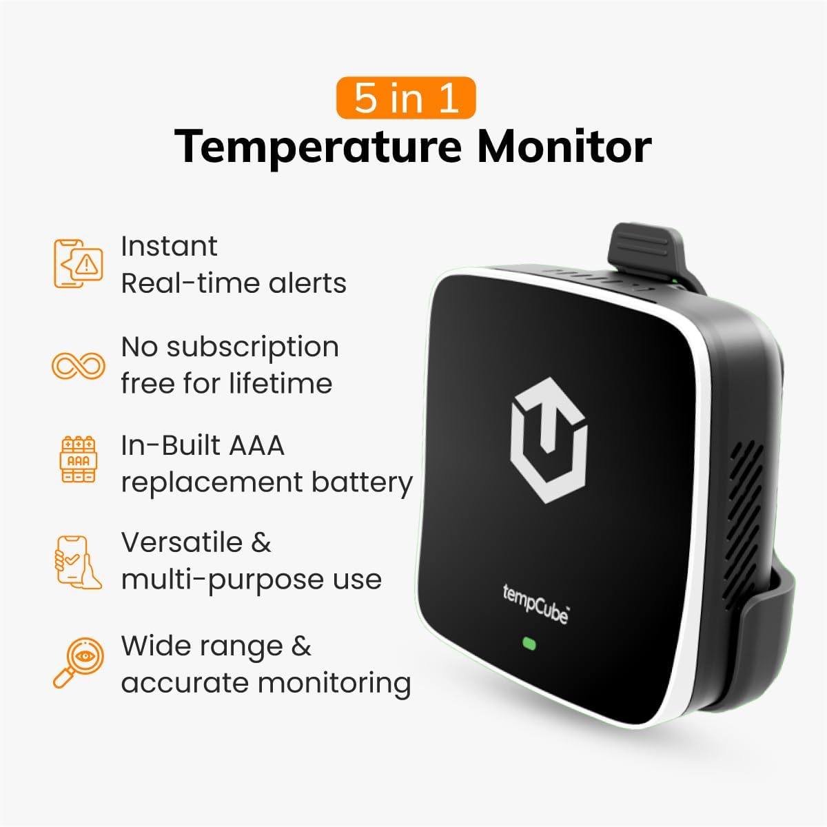 WiFi Temperature & Humidity Sensor | Connects 2.4 GHz – Real-Time 24/7 Monitoring | No Subscription | Data Logger | Unlimited Text/Email Alerts | Ideal for Freezer, Medical & Food Storage