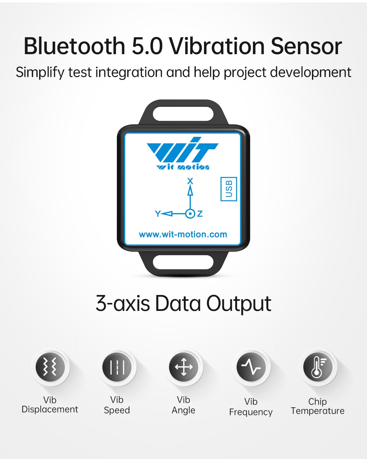 [BLE Vibration Sensor] WTVB01-BT50 Smart Vibration Module Ar-duino, 3-axis Vibration(Amplitude+Frequency+Displacement+Speed) Detector, Wireless Acceleration Shock Motor Monitor