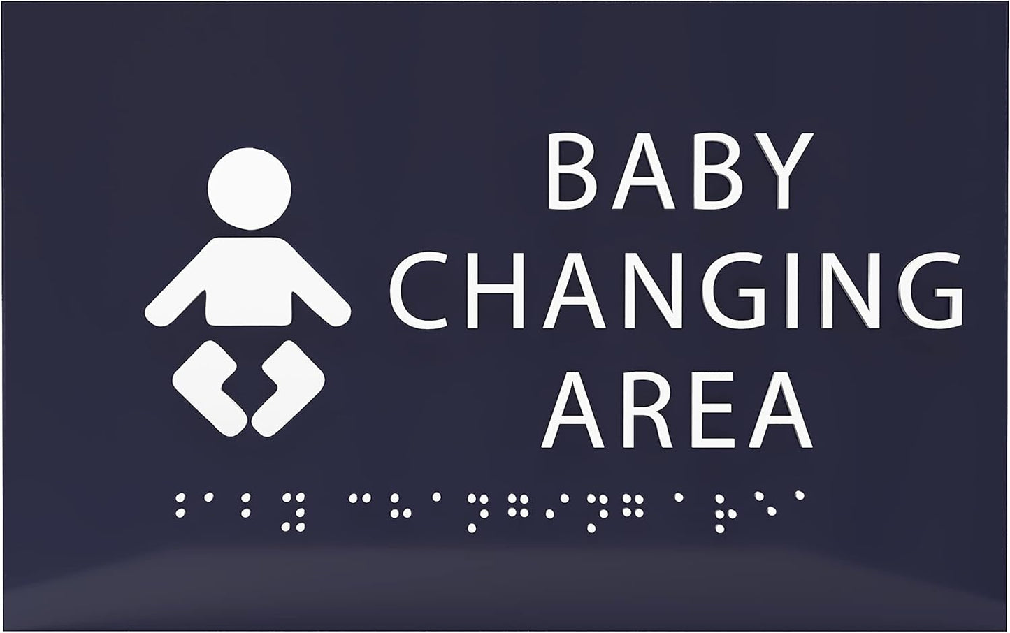 6" X4" Baby Changing Area Sign | Tactile Graphics Grade 2 Braille Text Baby Care Sign| ADA Compliant Wall Mount Plastic Restroom Sign for Hospital, Offices, Clinics and Apartments