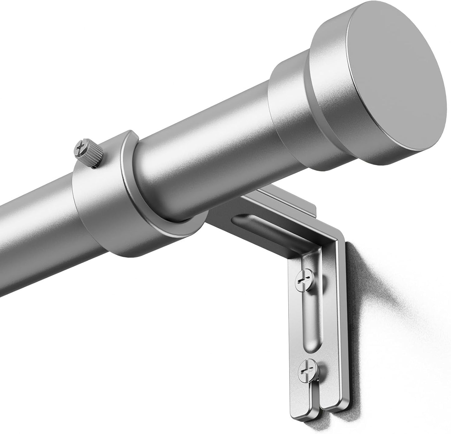 Curtain Rod 32-118 Inch, Heavy Duty 1 Inch Adjustable Curtain Rods for Windows, Sliver Long Window Treatment Rods, Modern Design, Easy Installation