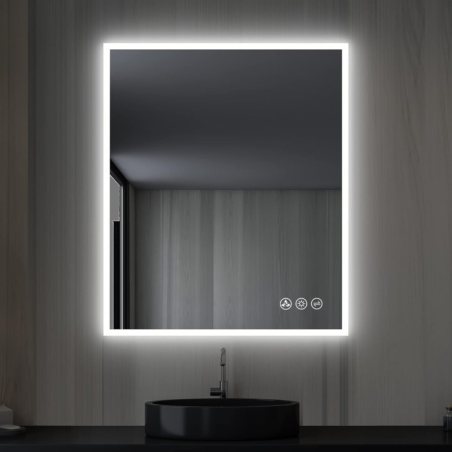 Blossom 30"X36" LED Bathroom Mirror with Lights, Front Lit and Backlight, Stepless Dimmable, Anti-Fog, Shatter-Proof Tempered Glass, Memory, 3 Colors Lighting Bathroom Mirrors for Vanity Makeup Mirror