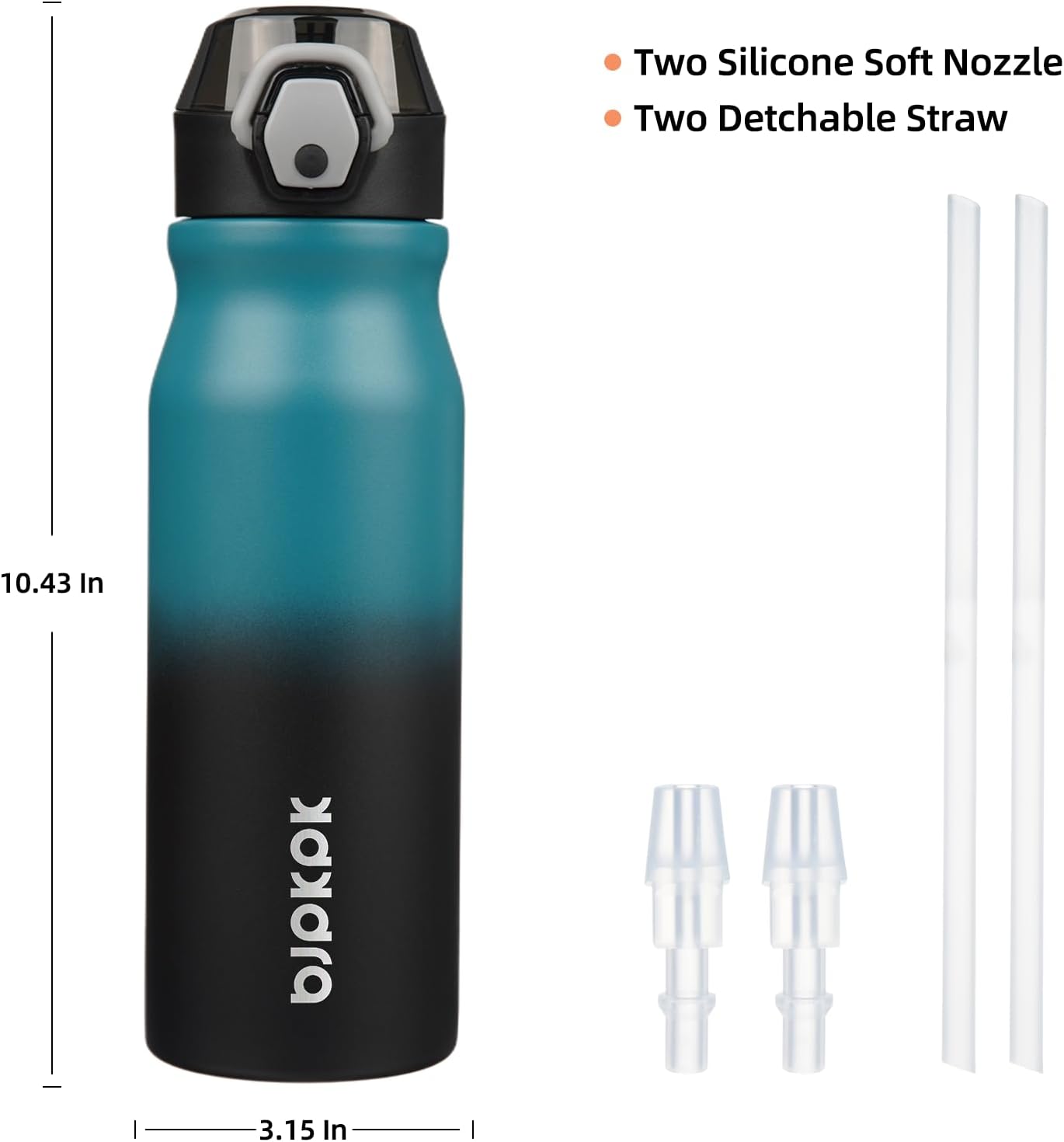 BJPKPK Water Bottle with Straw 25oz Insulated Water Bottles Reusable Stainless Steel Metal Thermal Flask with Leak Proof Lockable Lid and Carry Handle,Indigo Black