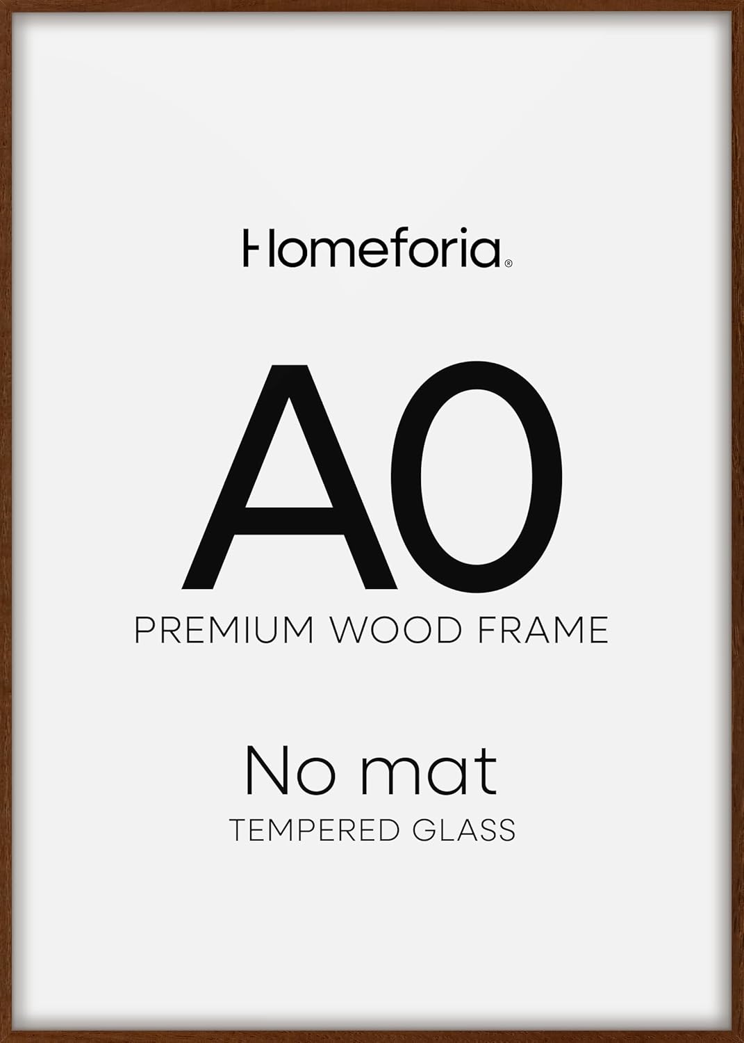 Homeforia A0 Poster Frame Brown, High End Dark Oak 33.1 x 46.8 Wooden Picture Frames Matted to 23.4 by 33.1 Photo, A0 Walnut Wood Frame with Mat A1, 33.1x46.8 Frame, Tempered Glass, Wall Kit, Set of 1