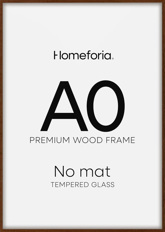 Homeforia A0 Poster Frame Brown, High End Dark Oak 33.1 x 46.8 Wooden Picture Frames Matted to 23.4 by 33.1 Photo, A0 Walnut Wood Frame with Mat A1, 33.1x46.8 Frame, Tempered Glass, Wall Kit, Set of 1