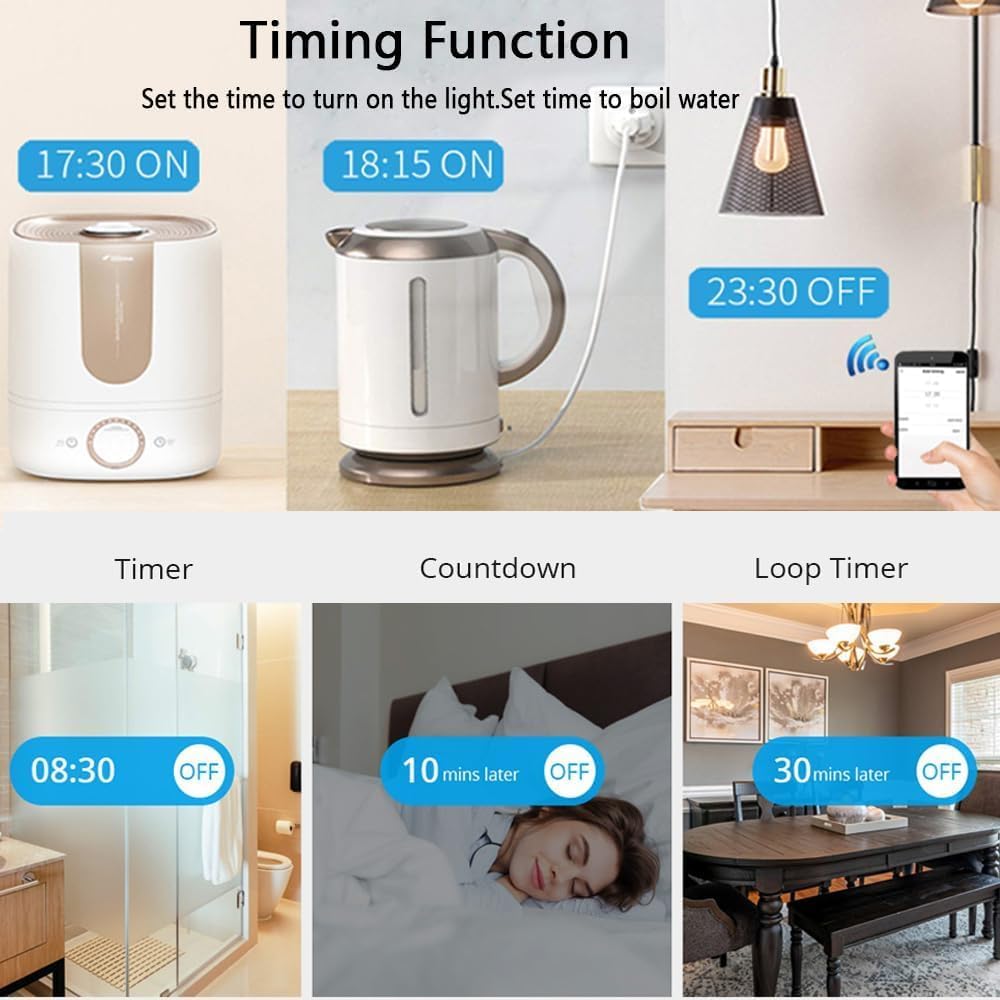 Tuya 4CH WiFi Switch 85-250V Smart Temperature and Humidity Sensor, Dry Contact, Remote Application Control and Monitoring Function, Voice Control, Smart Scene, Compatible with Alexa and Google Home