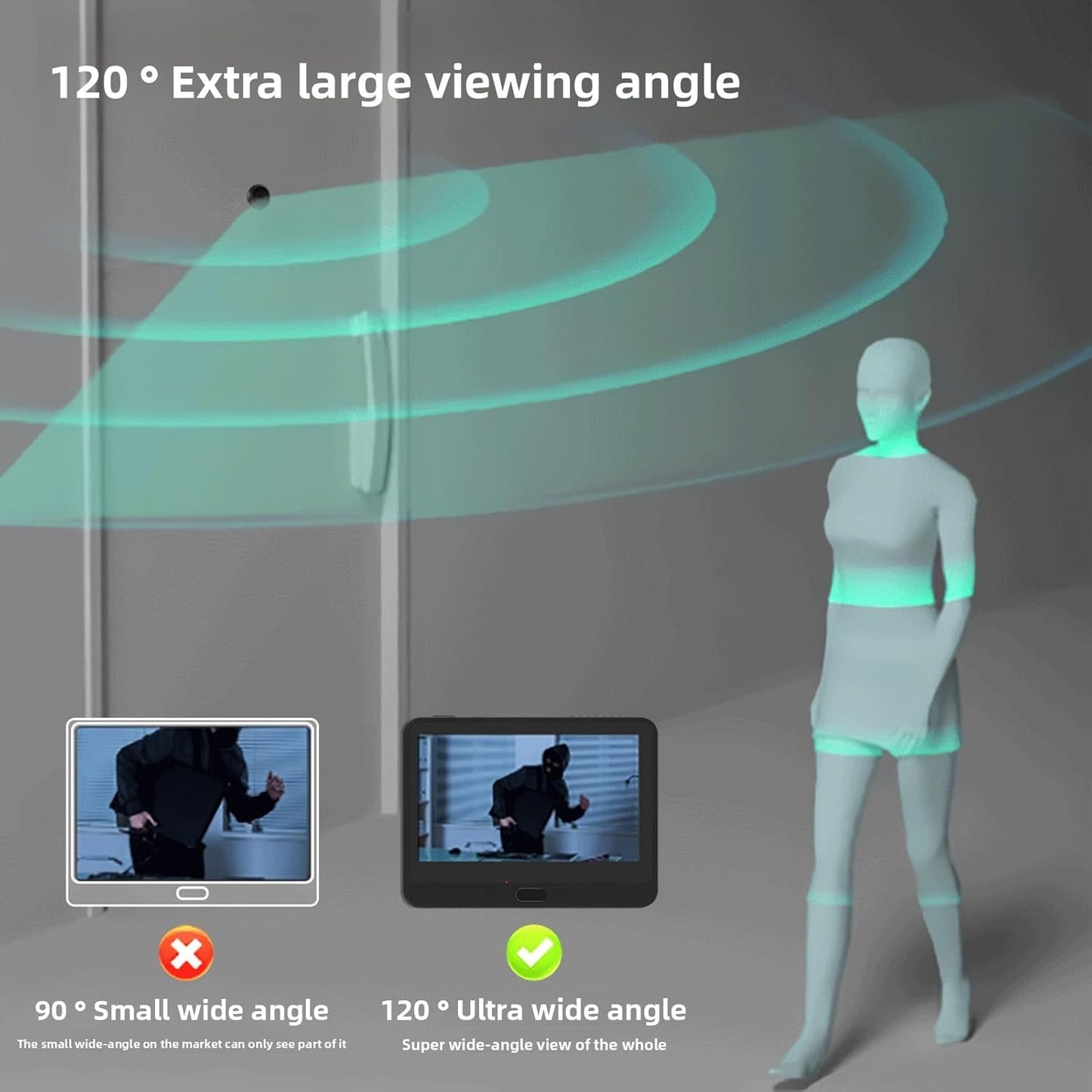 Zopsc Peephole Camera 1080P, Digital Door Viewer with 4.3in Color Screen, PIR Human Detection, High Definition Recording, Voice Changing, for Home Security Monitoring