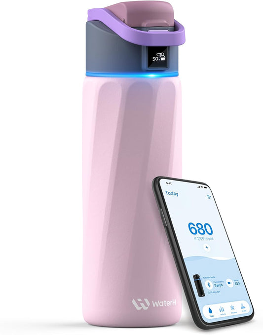 BOOST Smart Water Bottle that Reminds You to Drink, 24oz BPA-Free Stainless Steel Vacuum Insulated Bottle, Wide Mouth Water Tracker Bottle with APP, Ideal Gift for Christmas, New Year