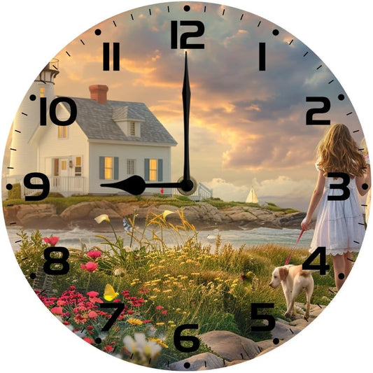 10 in Cats and Succulents -122 Wood Wall Clock – Digital Time Display, Smart Home Compatible for Bedside or Workspace