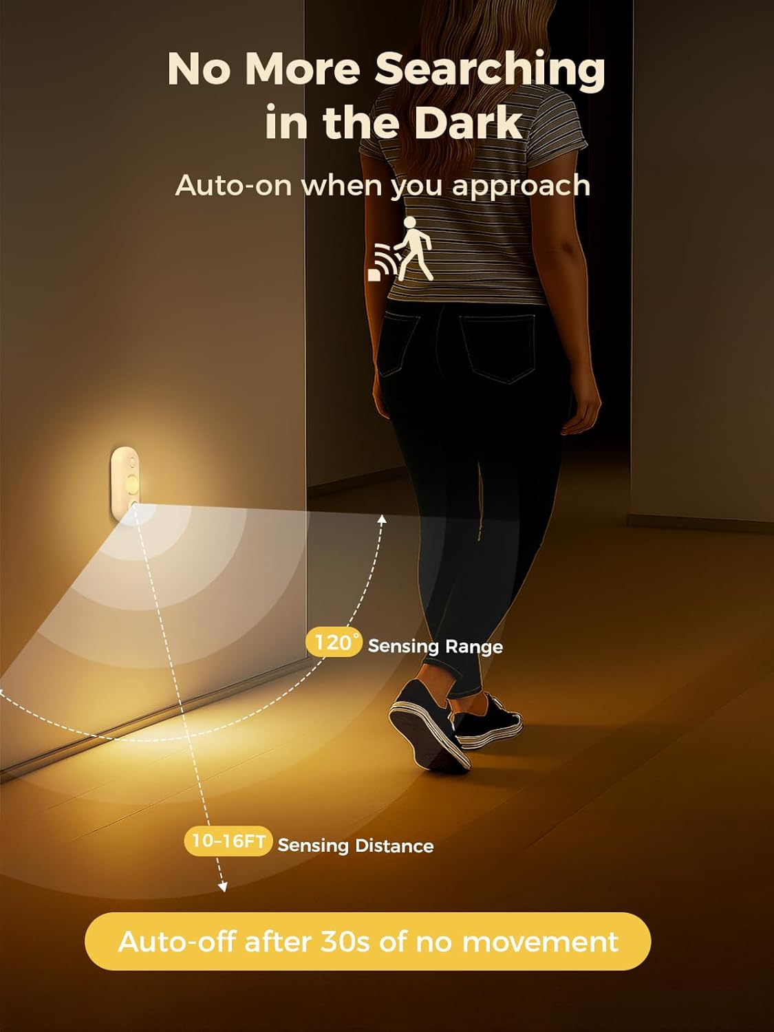 YGS-Tech LED Motion Sensor Light Indoor, Rechargeable Puck Lights, Magnetic Dimmable Under Cabinet Light, Wireless LED Lights for Closet, Kitchen, Stairs, Warm White, 6-Pack (White)