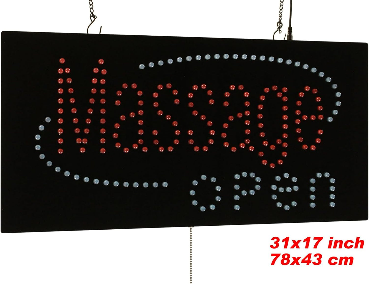 Massage Open Sign, Jumbo size, 31"x17", 78x43cm, TOPKING, LED, Neon, Florescent, Signage, Signboard, Display, Billboard, Screen, Grand Opening, Gift