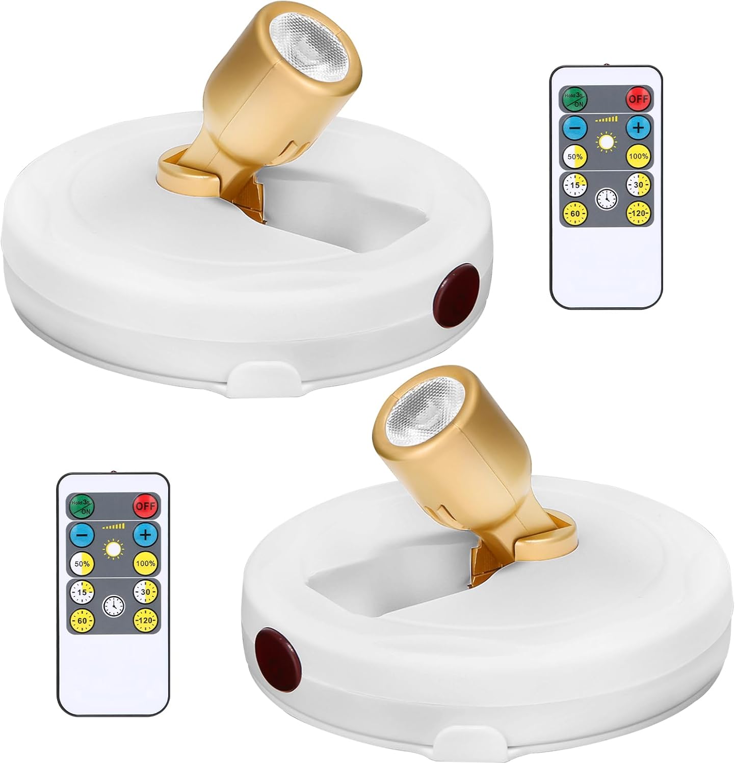 Wireless Spotlight Battery Powered, LED Picture Light with Remote, Accent Spot Light for Plant Tree Indoor, Dimmable Puck Lights, Stick Display Uplighting for Wall Decor Painting Dartboard Art Photo