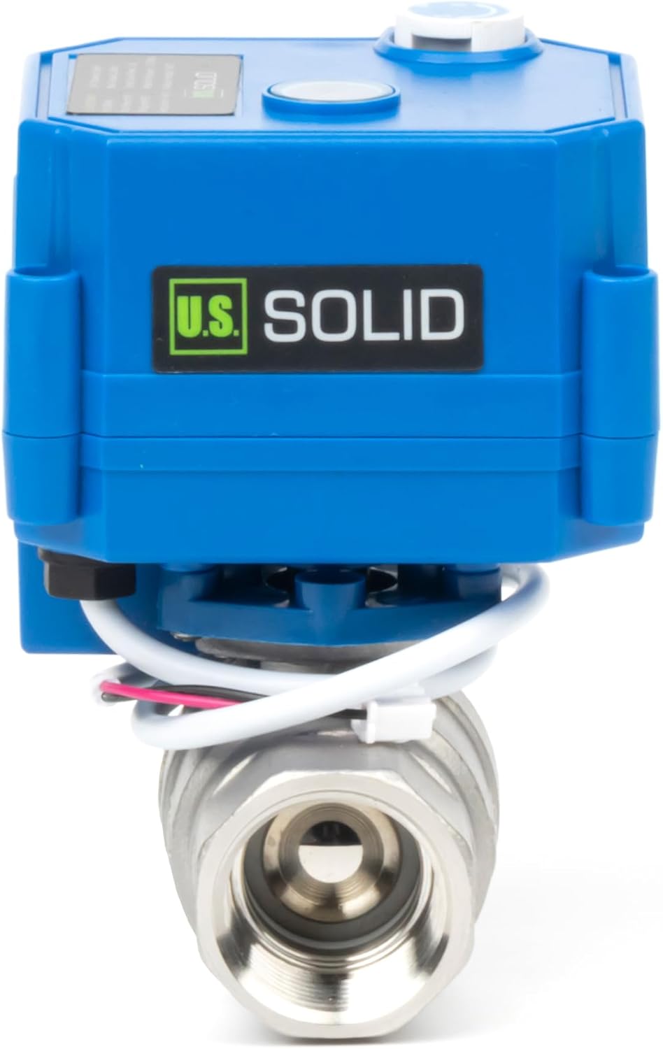 U.S. Solid Motorized Ball Valve with Manual Function - 3/4" Stainless Steel, Full Port, 85-265V AC, 2-wire Automatic Return, Normally Closed
