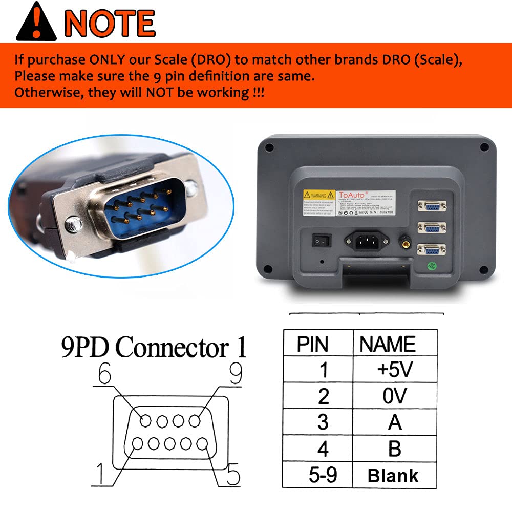 TOAUTO Digital Readout DRO, 3 Axis LCD Display 1um Glass Linear Scale Meter for CNC Milling Lathe EDM Machine