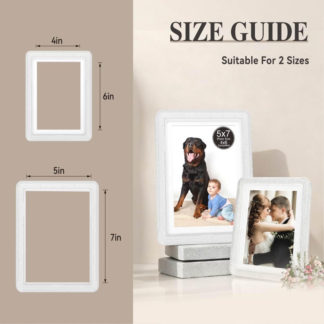 Crystal 5x7 Picture Frame with Acrylic Front 4 Pack, ABS Frame for 5x7 or 4x9 Photos, Shatterproof UV-Resistant Tabletop Photo Frame, Vertical/Horizontal Display for Home Décor