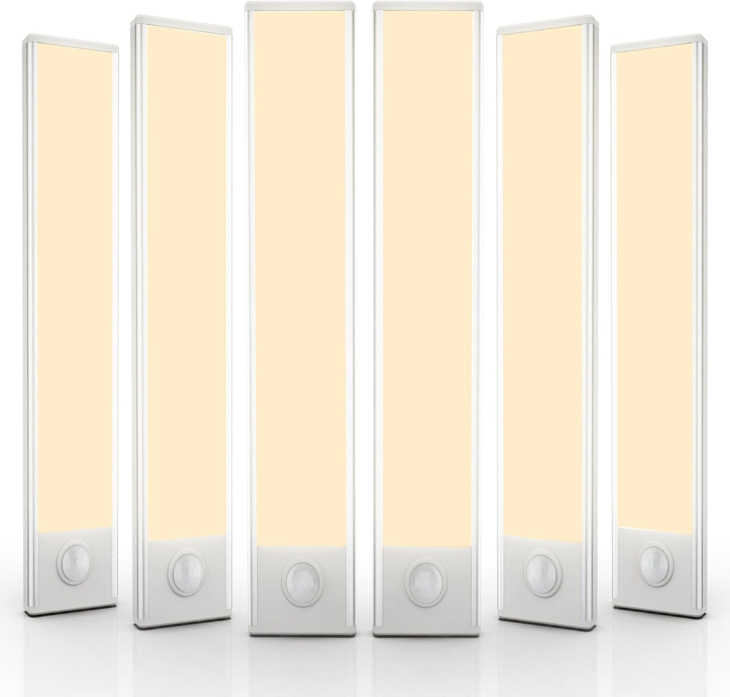 6 Pack Under Cabinet Lighting Wireless, 58 LED Rechargeable Battery Motion Sensor Light Indoor, Stick On Magnetic Closet Lights, Under Counter Lights for Kitchen, Stairs, Warm 14 in
