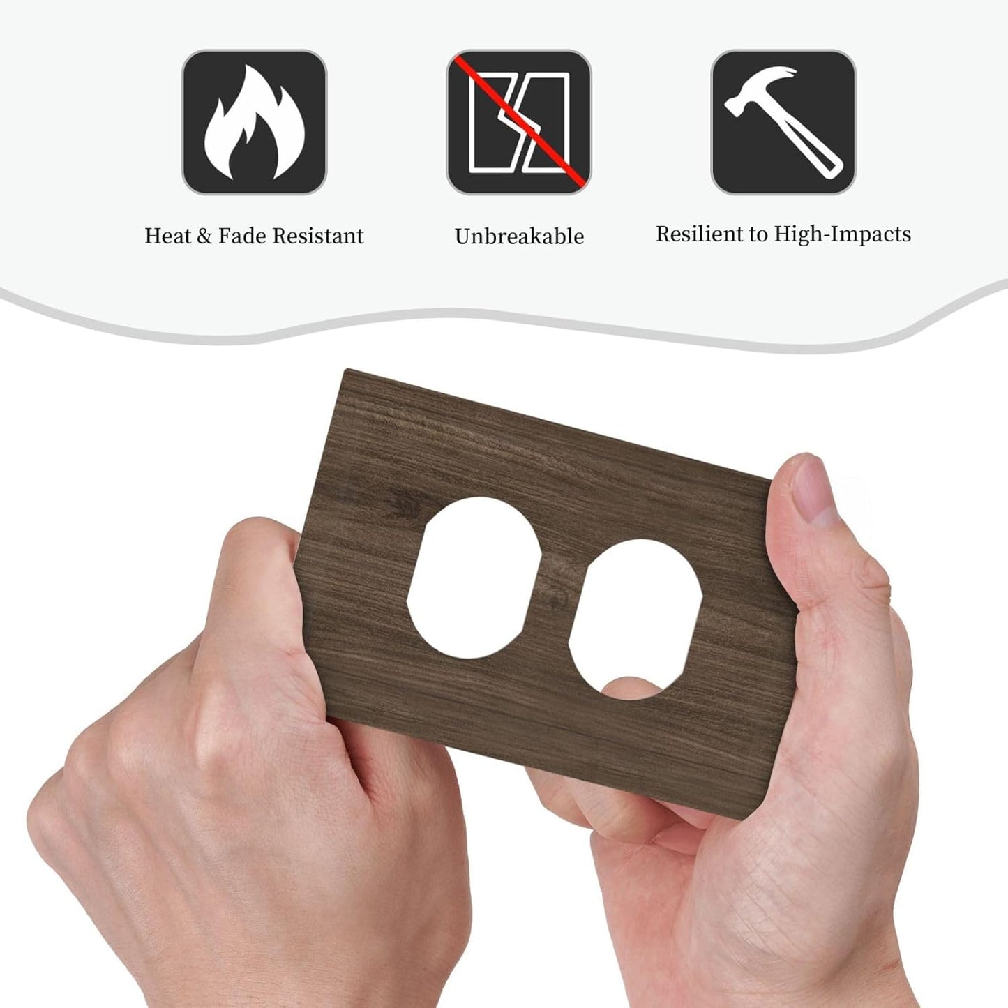 Outlet Covers Rustic Walnut Wood Grain 1 Gang Duplex Light Switch Cover Plate Decorative Switch Plate Covers Electrical Socket Cover for Farmhouse Cabin Decor