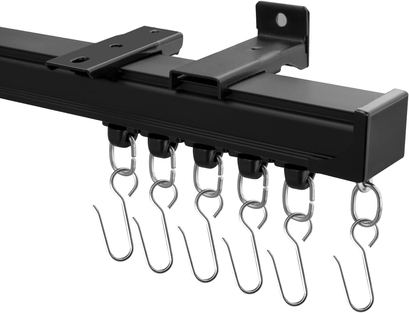 Ceiling Curtain Tracks,Curtain Track Wall Mount,Track Curtains Rod Ceilings Mount Heavy Duty Ceiling Tracks for Curtains Room Divider Rod with Hooks,Black 3-12ft