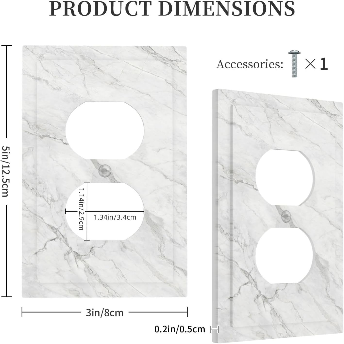 Outlet Covers Marble Granite White And Grey 1 Gang Duplex Electrical Receptacle Faceplate Light Switch Cover Wall Plate Decorative Switch Plates for Home Bedroom Decor