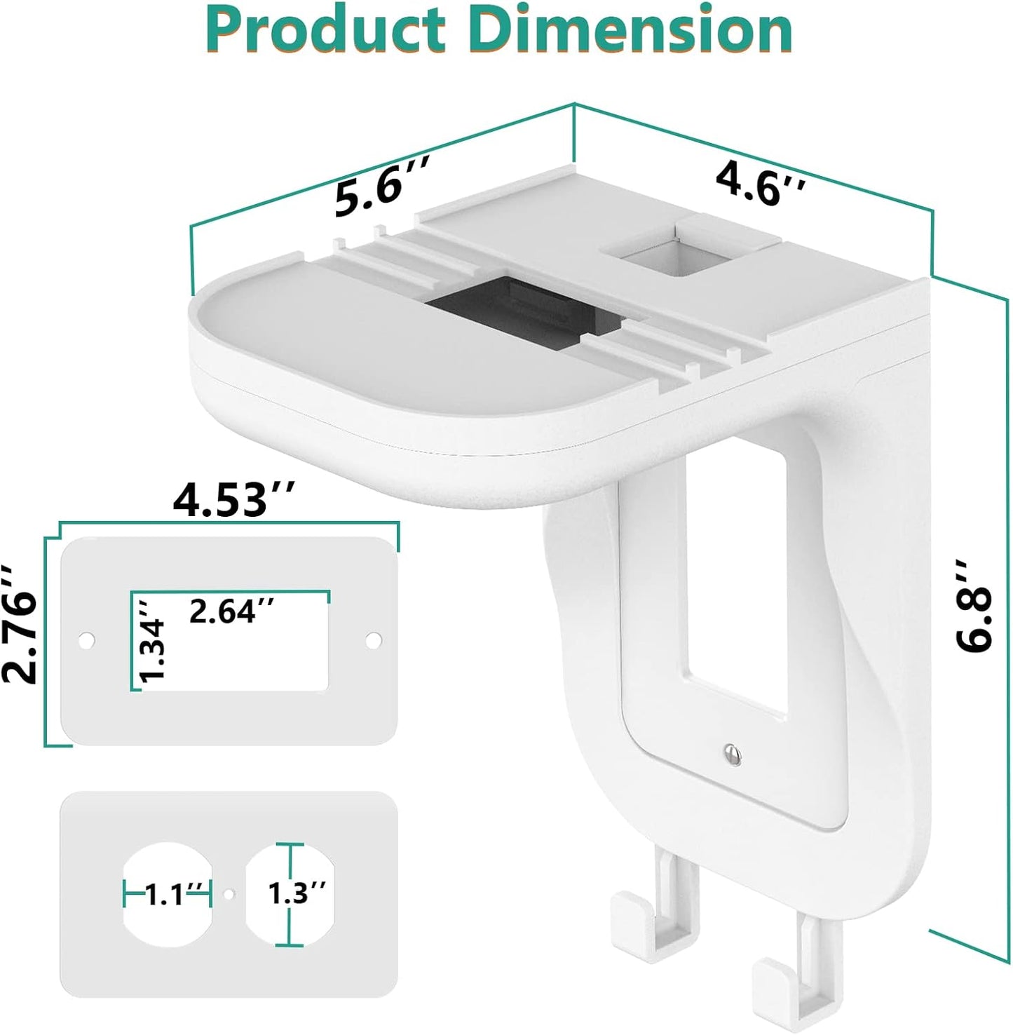 WALI Outlet Shelf Wall Holder, Fit for Duplex GFCI Decorative Outlet Shell A Space Saving for Smart Home, Speaker Mounts up to 20lbs with Cable Management (OSH001-W), White