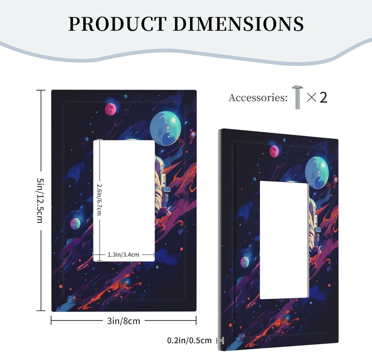 Decorative Outlet Covers Purple Space Astronaut Planet 1 Gang Single Decora GFCI Device Light Switch Covers Plate 1 Rocker Wall Plate Jumbo Face Plate for Bedroom Home Decor